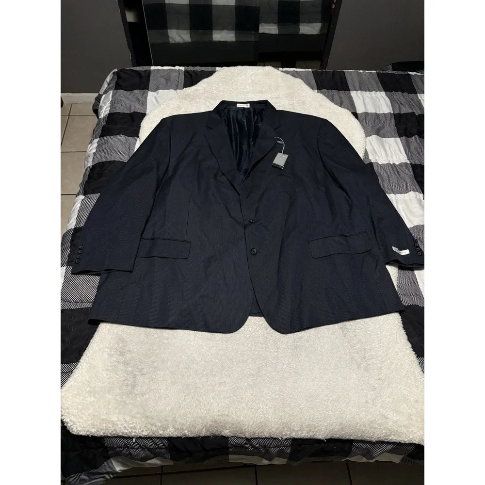 New Geoffrey Beene Men's Navy Striped Blazer Jacket Size 62R NWT